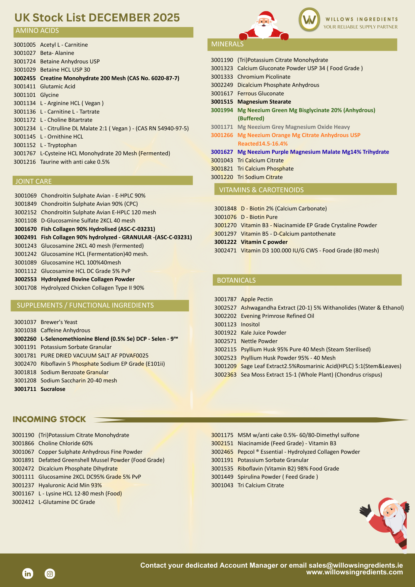 UK December Stocklist